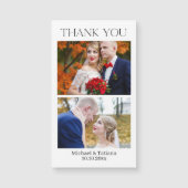 Carte Magnétique élégant 2 photos moderne merci mariage aimant (Devant)