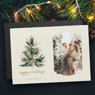 Carte Magnétique Élégant arbre de Noël moderne vert et or photo