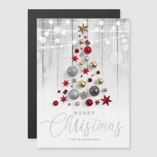 Carte Magnétique Elégant Argent Rustique Gold Noël Arbre