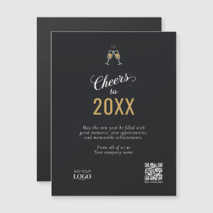 Carte Magnétique Élégant Black & Gold Modern Business Logo Code QR