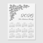 Carte Magnétique Élégant calendrier botanique de la branche de pin  (Devant)