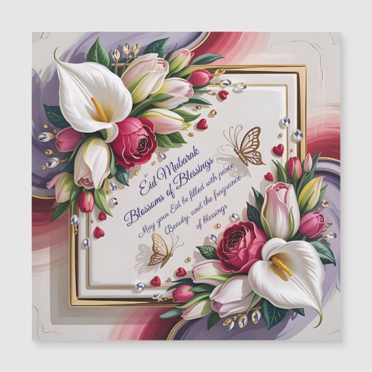 Carte Magnétique Elegant Eid Al Adha Greeting Card with White Calla (Devant)