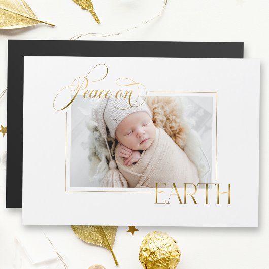 Carte Magnétique Elegant Gold Peace on Earth Photo