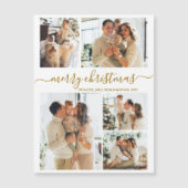 Carte Magnétique Elegant Gold Script 5 Photo Merry Christmas  (Devant)