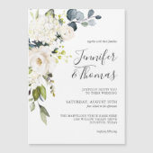 Carte Magnétique Élégant Mariage de roses blanches et d'hydrangées (Devant)