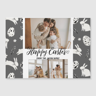 Carte Magnétique élégant moderne Pâques, famille trois photo collag