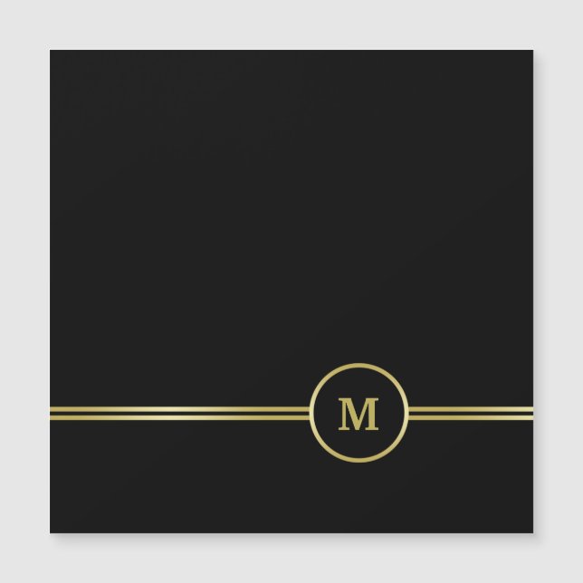 Carte Magnétique Élégant Monogramme en or sur couverture du chéquie (Devant)