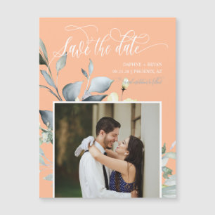 Carte Magnétique Élégant Pêche Feuilles verts Enregistrer l'aimant 