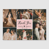 Carte Magnétique Élégant Pink Photo Collage Mariage Merci (Devant)