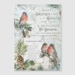 Carte Magnétique Élégant Robins de Noël Vintages d'hiver