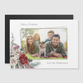 Carte Magnétique Elégant Rose aquarelle, Pine & Gold Frame Photo (Devant / Derrière)