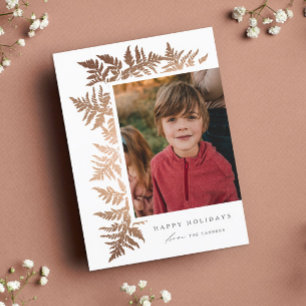 Carte Magnétique Elégant Rose Gold Garland Photo Holiday Card