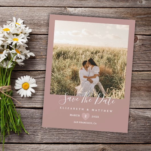 Carte Magnétique Elégant Rustic Rose Photo Mariage Enregistrer La D