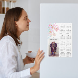 Carte Magnétique Elégant Sakura Butterflies 2026 Calendrier Photo