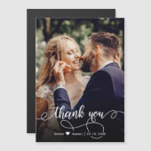 Carte Magnétique Élégant script de calligraphie Mariage Merci photo (Devant / Derrière)