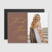 Carte Magnétique Élégant script en terre cuite or Merci GRAD (Devant / Derrière)