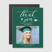 Carte Magnétique Élégant Script Vert Merci de graduation simple (Devant / Derrière)