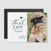 Carte Magnétique Élégant Script Vert Merci de graduation simple (Devant / Derrière)