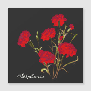 Carte Magnétique Elégant Vintage Floral Carnation rouge sur mesure