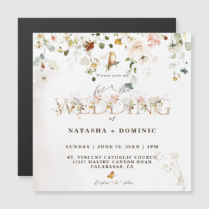 Carte Magnétique Elégante aquarelle Fleur sauvage Jardin Mariage Ma