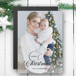 Carte Magnétique Élégante calligraphie de Noël Joyeux 1-Photo