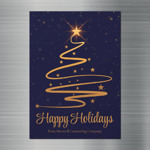 Carte magnétique élégante d'arbre de Noël en bleu
