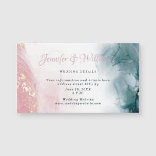 Carte Magnétique Elégante encre d'alcool bleu Aquarelle moderne