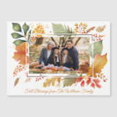 Carte Magnétique Elégante famille Thanksgiving Photo Fall Leaf Magn (Devant)