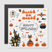 Carte Magnétique Éléments Halloween Ensemble Vintage Design (Devant / Derrière)