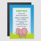 Carte Magnétique Eléphant rose (Devant / Derrière)