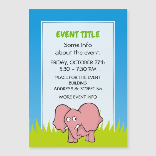 Carte Magnétique Eléphant rose (Devant)