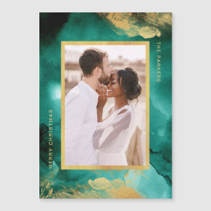 Carte Magnétique Emerald Glamor   Noël photo aquarelle