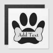 Carte Magnétique Empreinte de patte De Chien Et Os (Devant / Derrière)