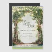 Carte Magnétique Enchanted Garden String Lights Save the Date (Devant / Derrière)
