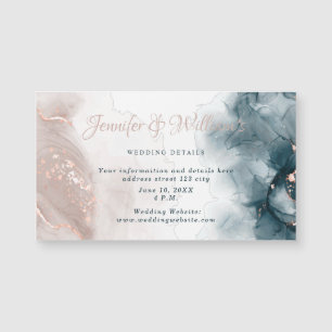 Carte Magnétique Encre d'alcool élégante Blush doré Bleu Minimal Mo