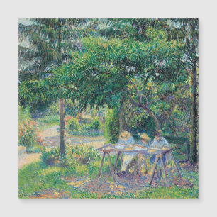 Carte Magnétique Enfants attablés dans le jardin Camille Pissarro