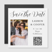 Carte Magnétique Enregistrer La Date Blanc Noir Design Script Moder (Devant / Derrière)