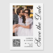 Carte Magnétique Enregistrer La Date Blanc Noir Design Script Moder (Devant)