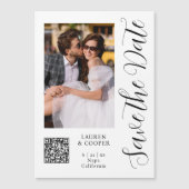 Carte Magnétique Enregistrer La Date Blanc Noir Design Script Moder (Devant)