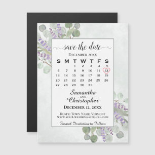Carte Magnétique Enregistrer la date Calendrier Eucalyptus Lavender
