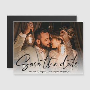 Carte Magnétique enregistrer la date, calligraphie mariage photo ai