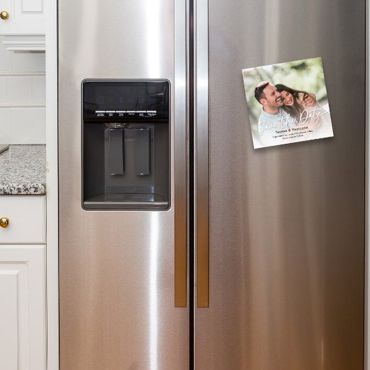 Carte Magnétique Enregistrer la date Calligraphie Script Photo magn