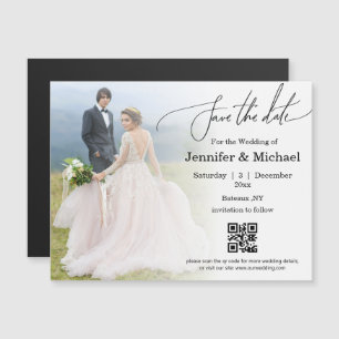 Carte Magnétique enregistrer la date code qr simple mariage photo a