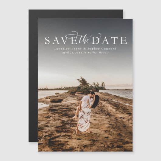 Carte Magnétique Enregistrer la date élégant aimant photo verticale (Devant / Derrière)