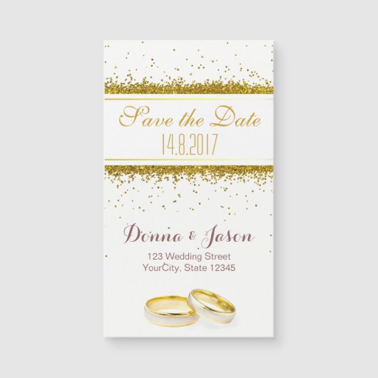 Carte Magnétique Enregistrer la date Gold Parties scintillant annea (Devant)