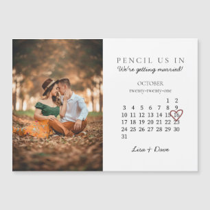 Carte Magnétique Enregistrer la date Mois Calendrier Coeur rose Mag