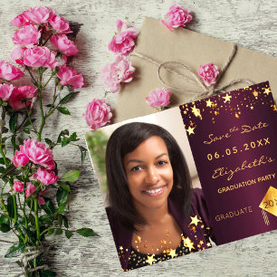 Carte Magnétique Enregistrer la date photo fête de graduation burgu