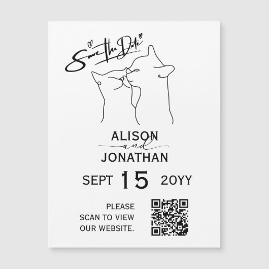 Carte Magnétique Enregistrer la date QR Code Simple Script Minimali (Devant)
