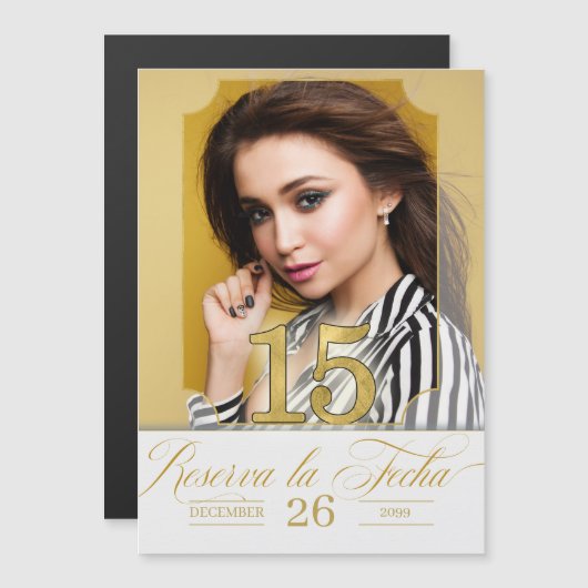 Carte Magnétique Enregistrer la date Reserva la Fecha espagnol Quin (Devant / Derrière)