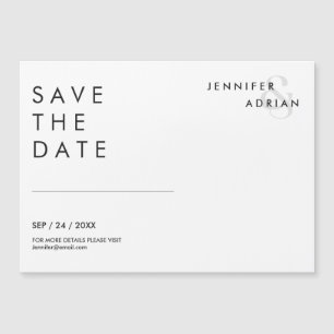 Carte Magnétique Épingle de mariage horizontale blanche minimale po
